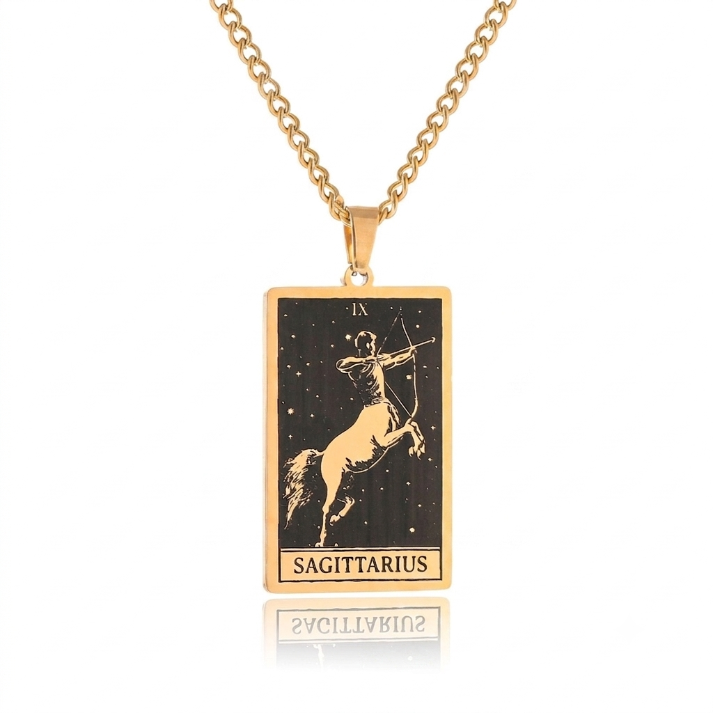 Retro Stainless Steel Simple 12 Constellation Square Tag Necklace