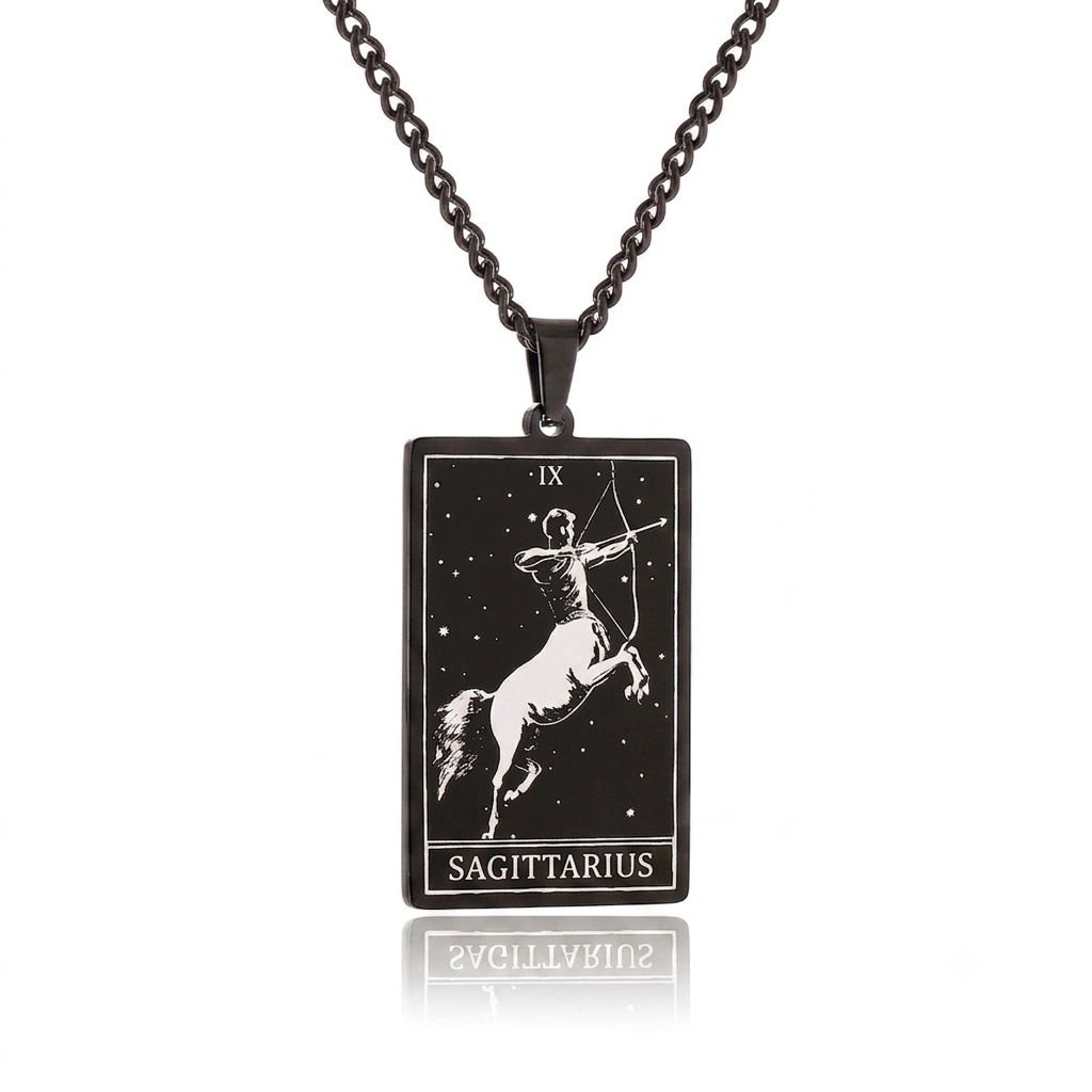 Retro Stainless Steel Simple 12 Constellation Square Tag Necklace