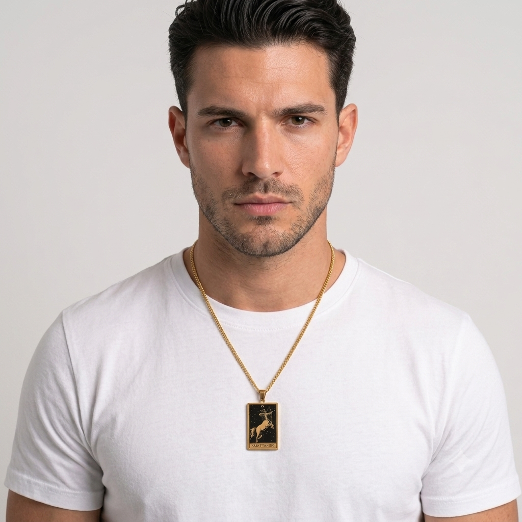 Retro Stainless Steel Simple 12 Constellation Square Tag Necklace