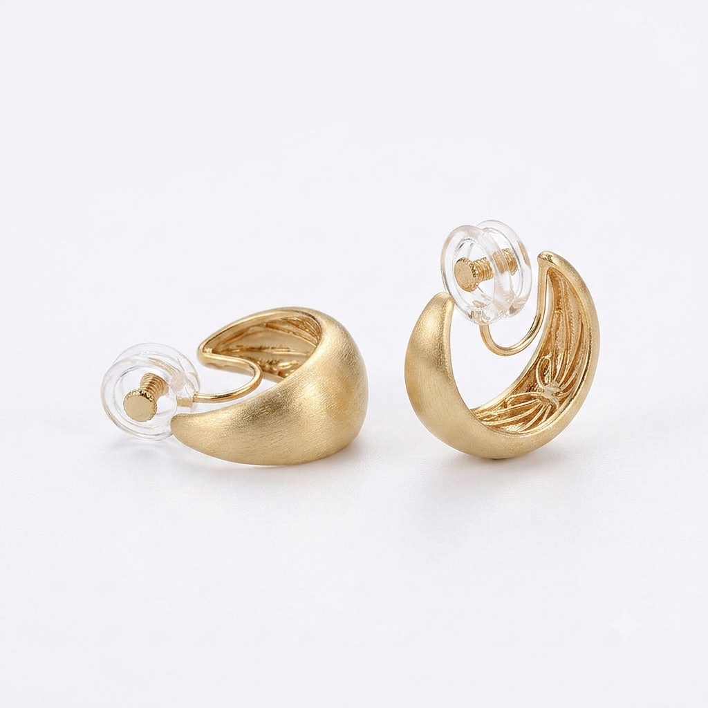 French Style Brushed Ear Clips For Women No Piercing Coil Ear Clips Elegant Luxury Jewelry
